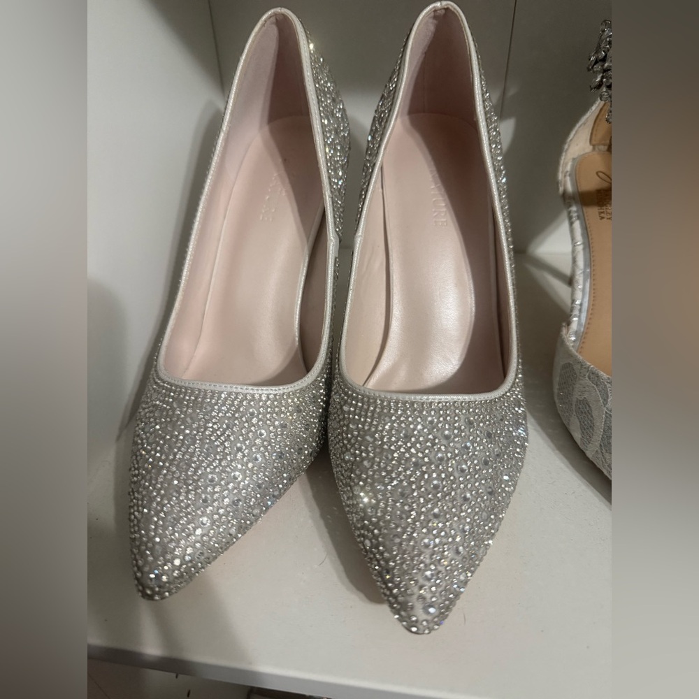 Elegant Silver Rhinestone Pumps. Can be worn as bridal or prom heels